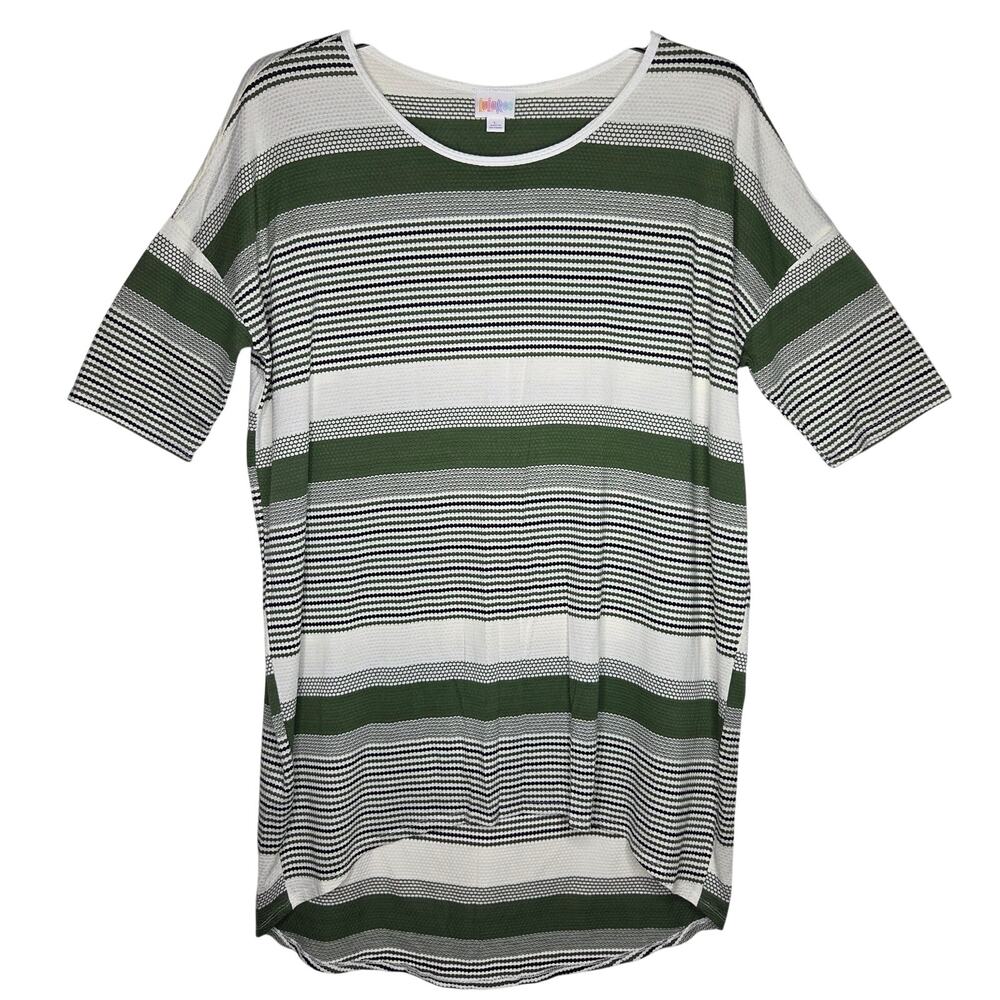 LuLaRoe Green and White Striped Blouse